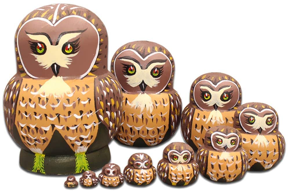 10-Piece Wooden Nesting Owls