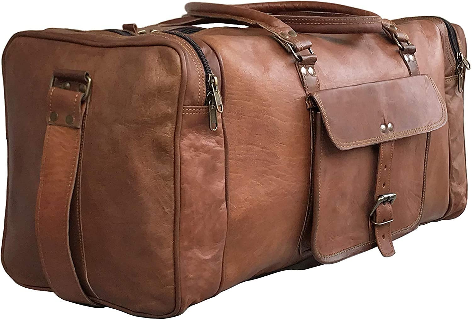 Large Leather Duffel Travel Bag