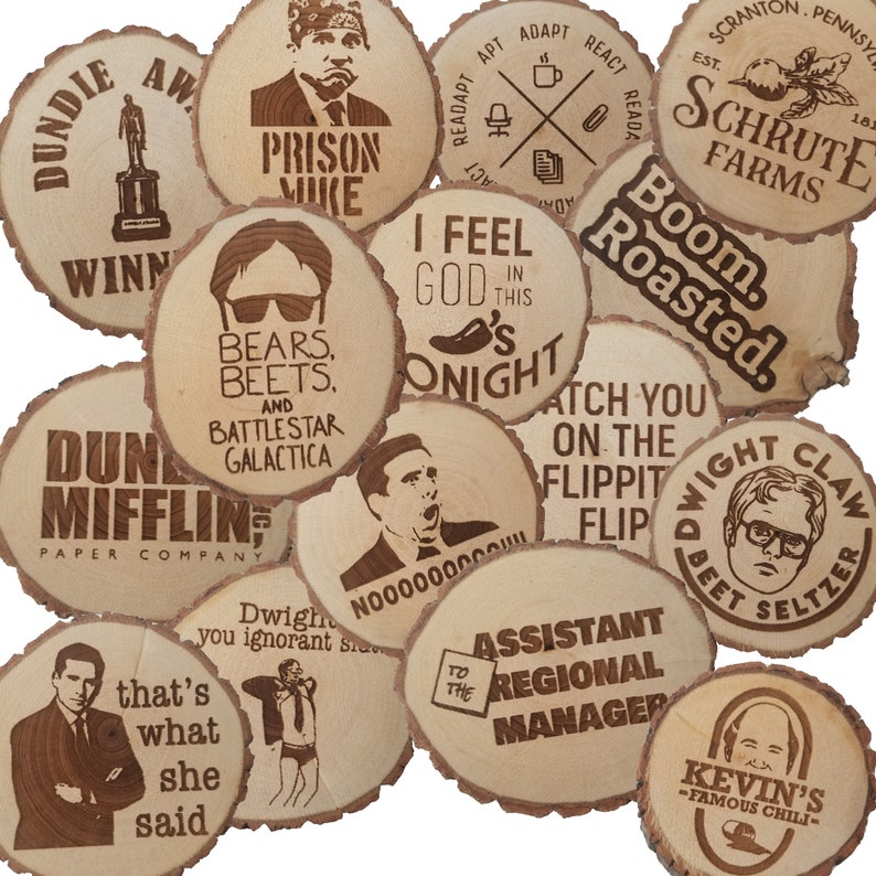 Wooden The Office Engraved Coaster