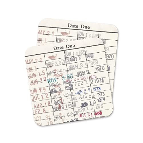 Vintage Library Due Date Card Coasters